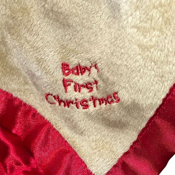Baby Essentials Reindeer Lovey Security Blanket Rattle Satin 1st Christmas 14” - Picture 4 of 12